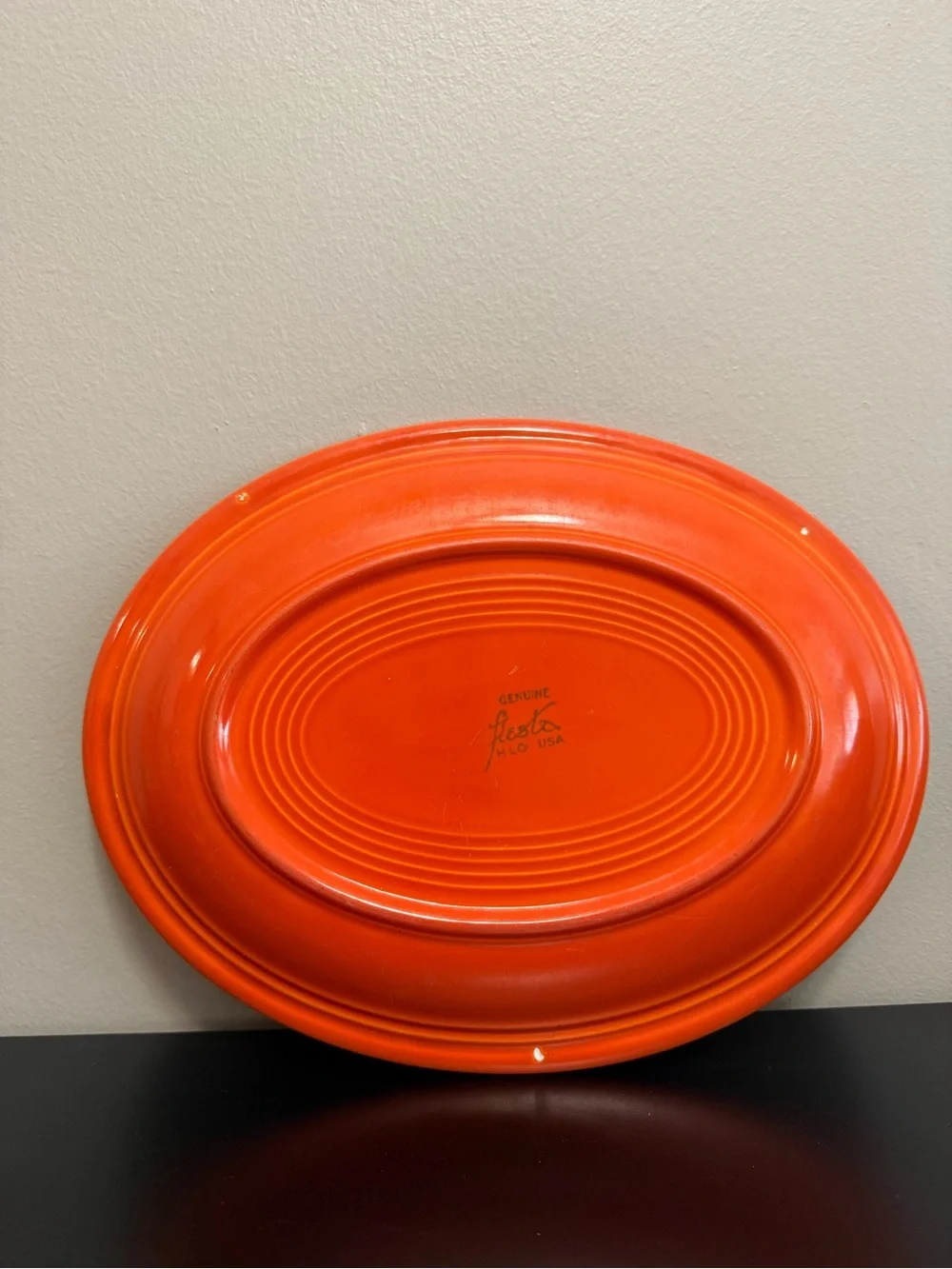 Vintage Fiestaware Red/Orange Ceramic Oval Serving Platter - Home Dining